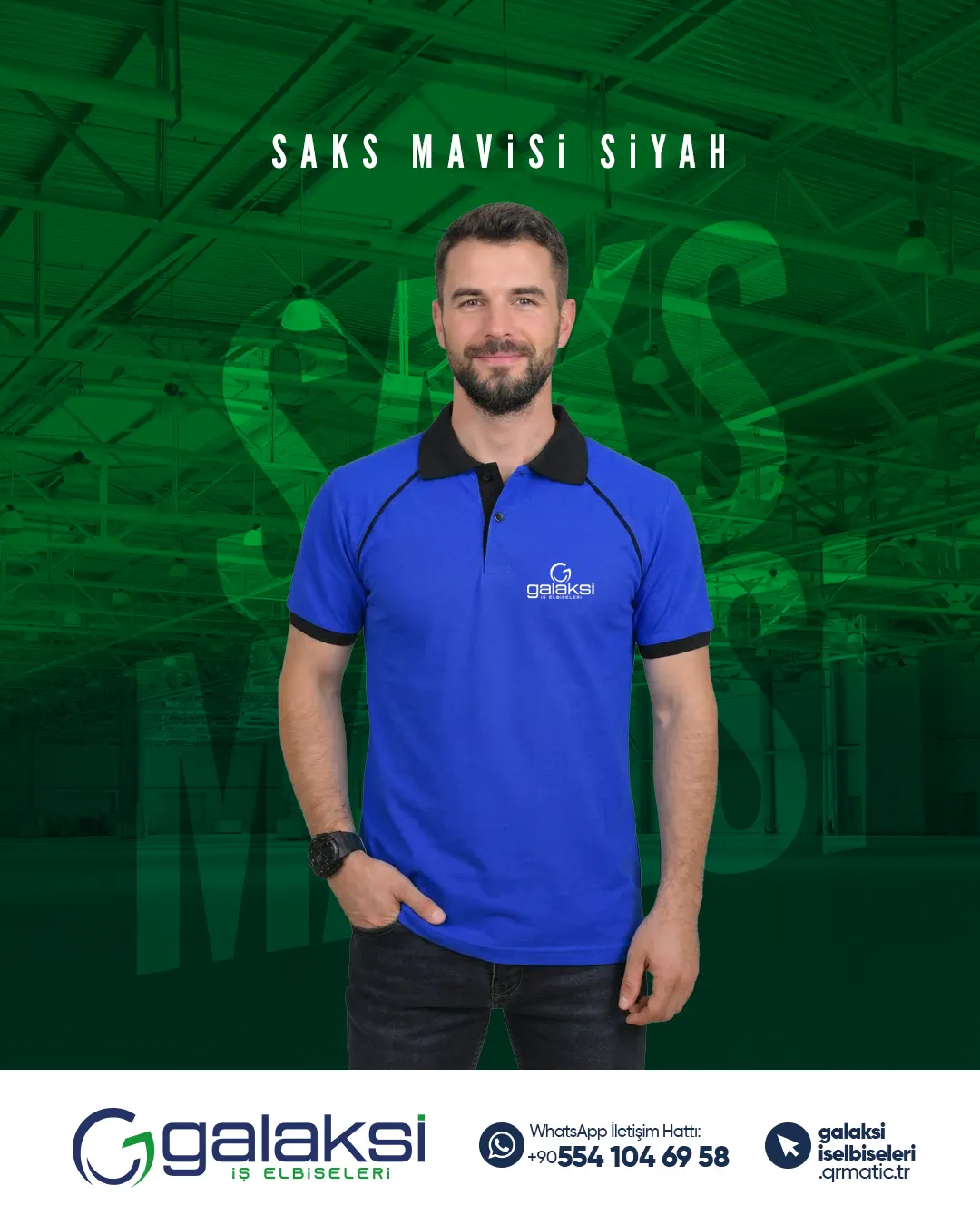 Lacos Tişört Saks Mavisi Siyah (10 Adet)