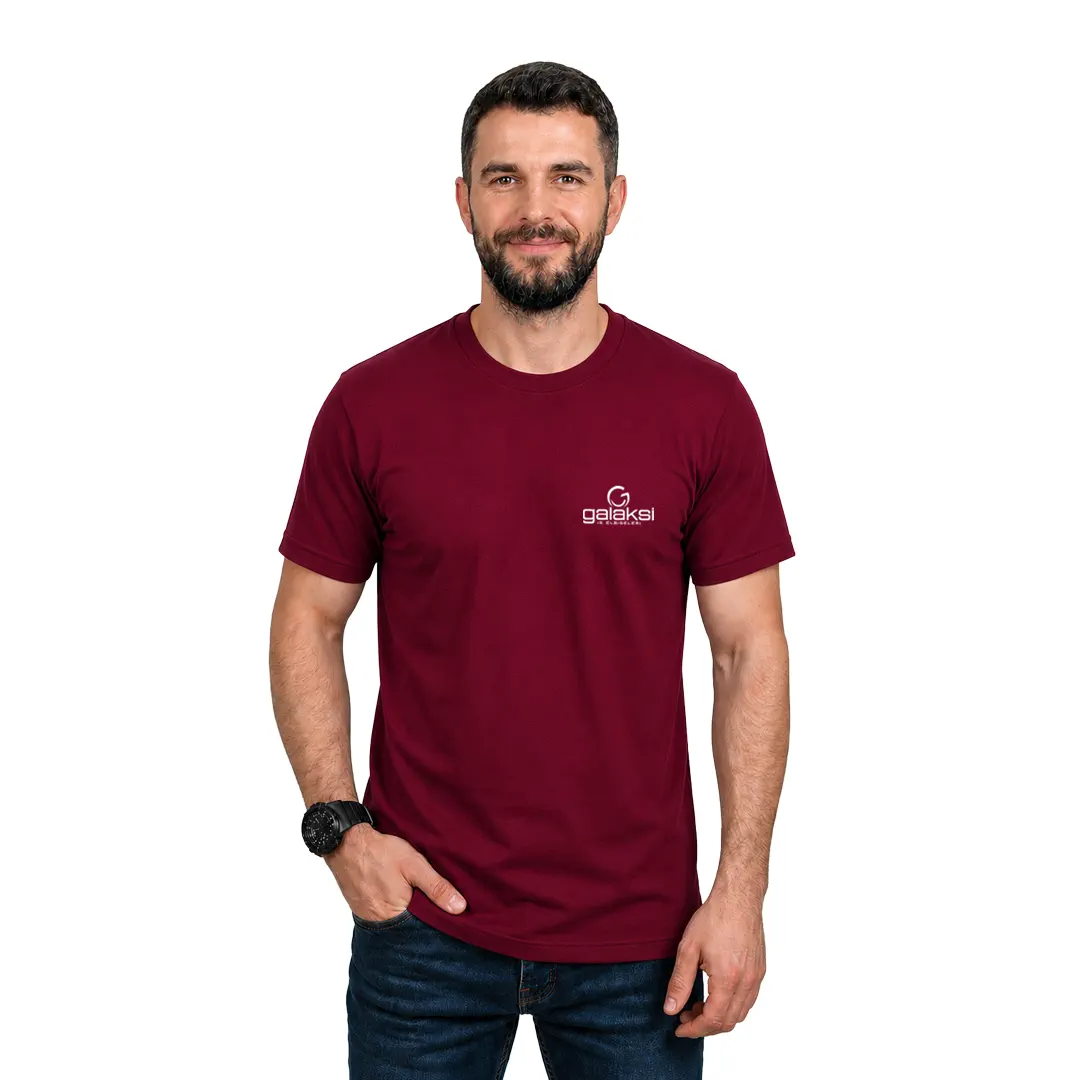 Sıfır Yaka Tişört Bordo (10 Adet)