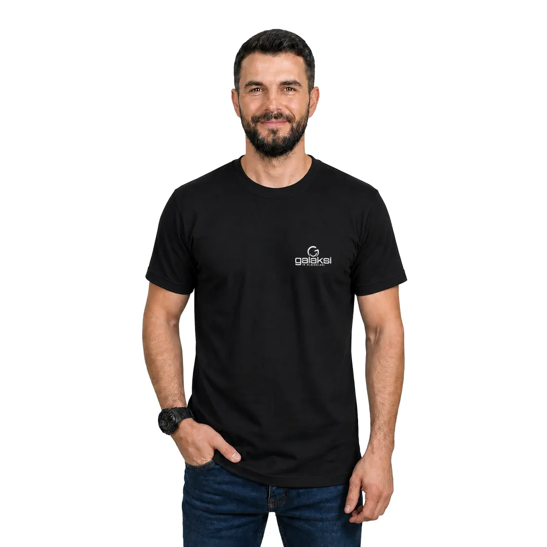 Sıfır Yaka Tişört Siyah (10 Adet)