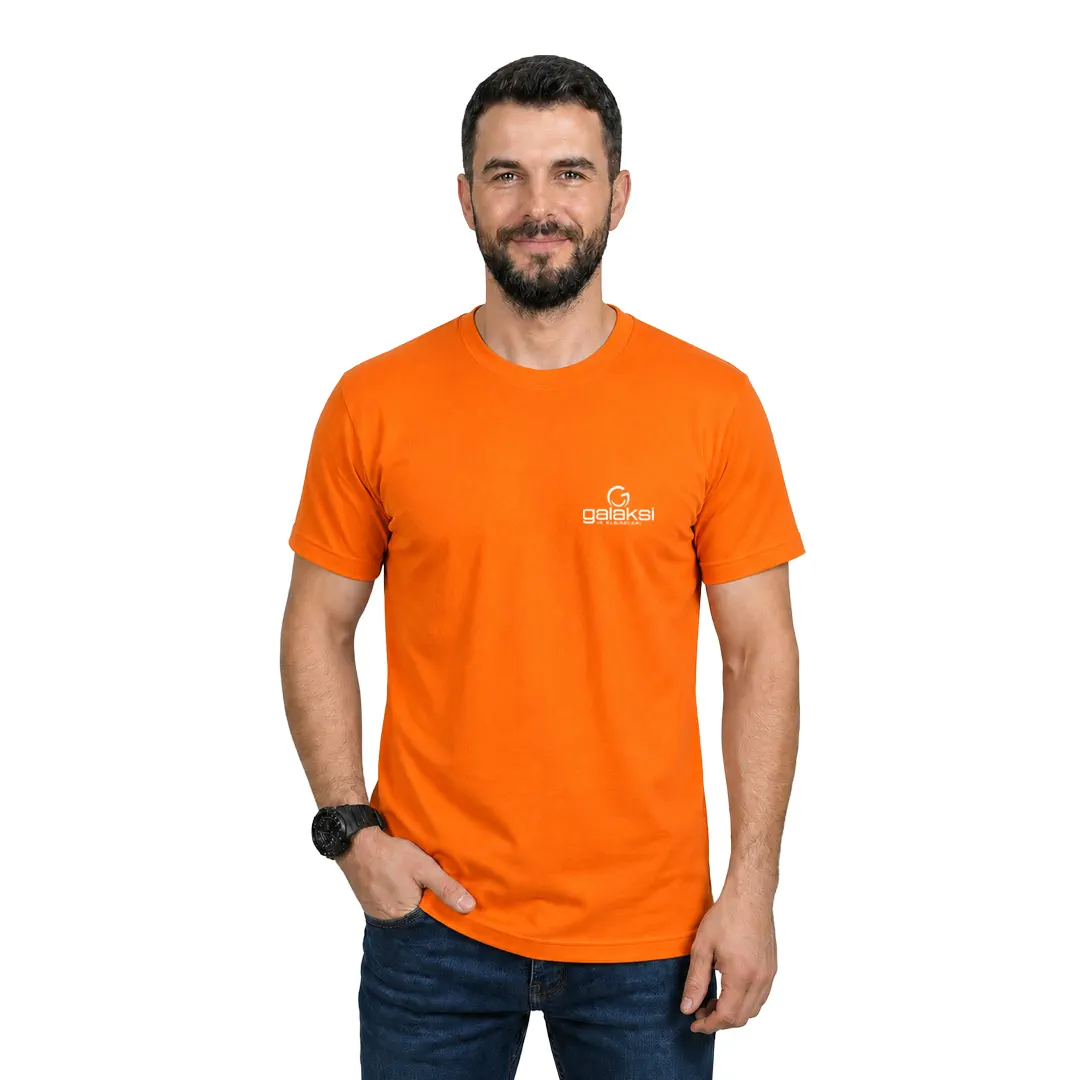 Sıfır Yaka Tişört Turuncu (10 Adet)