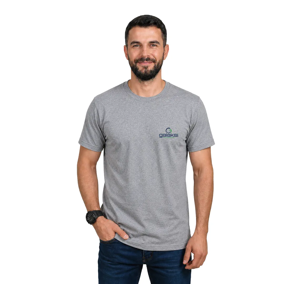 Sıfır Yaka Tişört Gri (10 Adet)