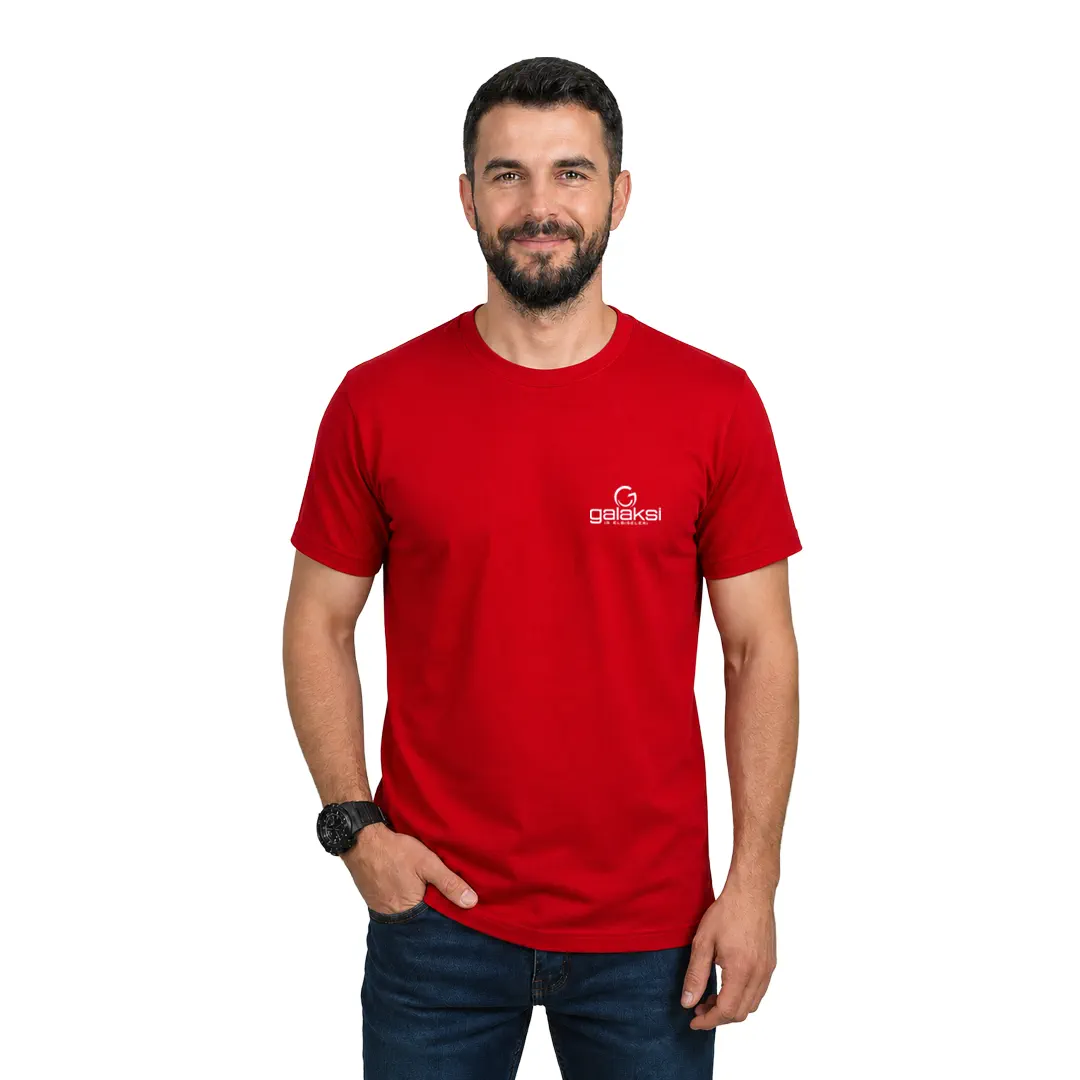 Sıfır Yaka Tişört Kırmızı (10 Adet)